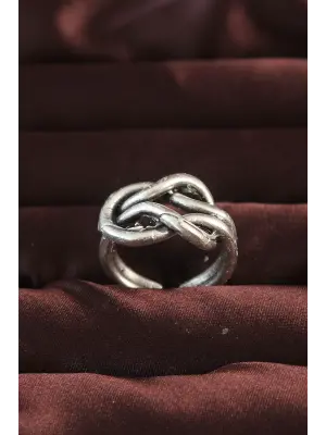 Gümüş Renk Düğüm Model Ayarlamalı Erkek Yüzük