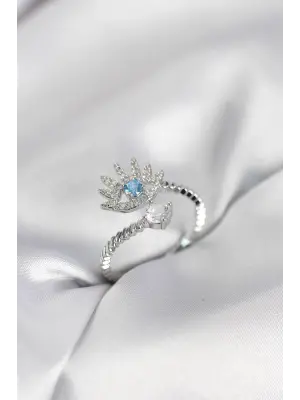 Gümüş Renk Göz Model Zirkon Taşlı Kadın Yüzük