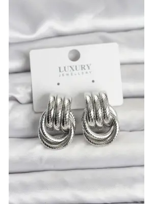 Gümüş Renk Halka Modelli Pirinç Kadın Küpe