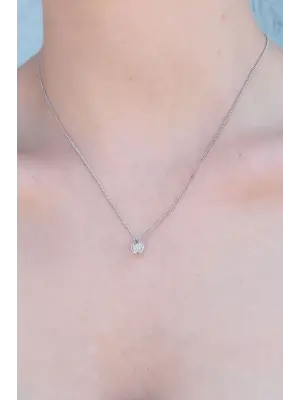 Gümüş Renk Kafes Figür Zirkon Taş Detay Kadın Kolye