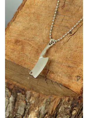 Gümüş Renk Krom Kaplama Kararmaz Balta Tasarım Metal Erkek Kolye