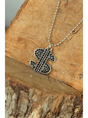 Gümüş Renk Krom Kaplama Kararmaz Dolar Tasarım Metal Erkek Kolye