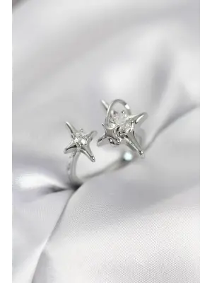 Gümüş Renk Kutup Yıldızı Model Zirkon Taşlı Kadın Yüzük