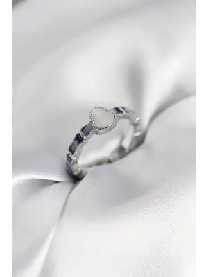 Gümüş Renk Mineli Su Kabağı Model Kadın Yüzük