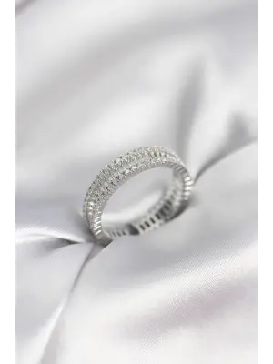 Gümüş Renk Minimal Zirkon Taşlı Kadın Yüzük