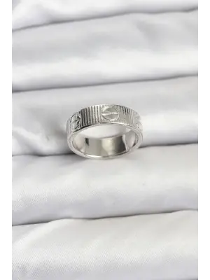 Düğme Model Taşsız Gümüş Renk Model Kadın Yüzük