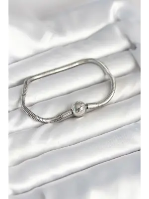 Gümüş Renk Pirinç Charm Bileklik