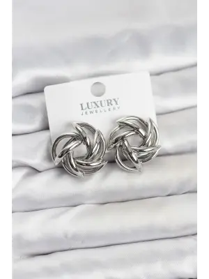 Gümüş Renk Çelik Keskin Sarmal Model Kadın Küpe