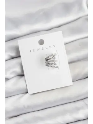 Gümüş Renk Çelik Zirkon Taşlı Kıkırdak Earcuff Küpe