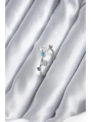 Gümüş Renkli Zirkon Taşlı Çelik Yüzük