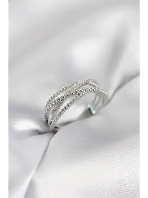 Gümüş Renk Sarmal Model Kadın Yüzük