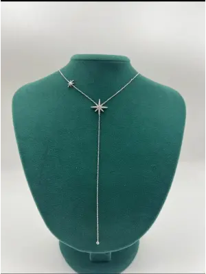 Gümüş Renk Uzun Kuzey Yıldızlı Y Model Kolye