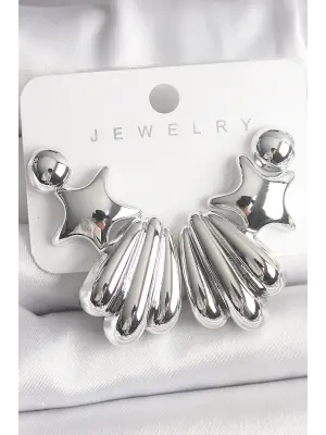 Gümüş Yıldız Deniz Kabuğu Model CCB Plastik Çelik Küpe Seti