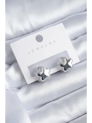 Gümüş Yıldız Model Yıldız Model  Çelik Küpe