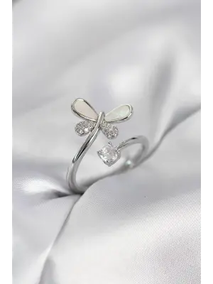 Gümüş Renk Yusufçuk Model Zirkon Taşlı Kadın Yüzük