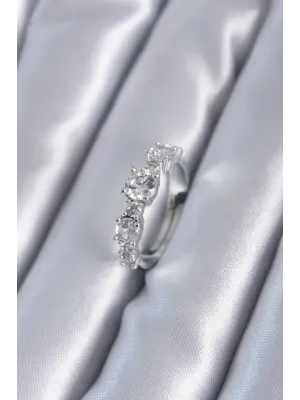 Gümüş Zirkon Taşlı Çelik Yüzük