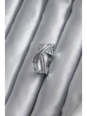 Gümüş Zirkon Taşlı Çelik Yüzük