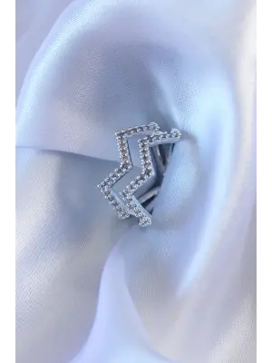 Gümüş Renk Zirkon Taşlı Kadın Yüzük