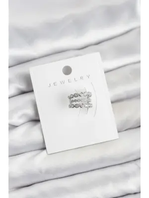 Gümüş Renk Zirkon Taşlı Çelik Kıkırdak Earcuff Küpe