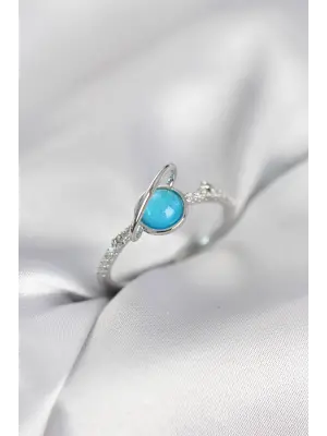 Gümüş Renk Zirkon Taşlı Satürn Model Kadın Yüzük