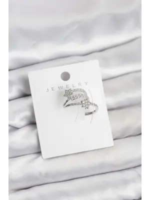 Gümüş Renk Zirkon Taşlı Yıldız Model Kıkırdak Earcuff Küpe