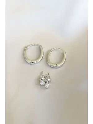 Gümüş Renkli Metal Küpe Seti