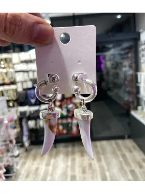 Gümüş Vintage Sallantılı Fildişi Küpe