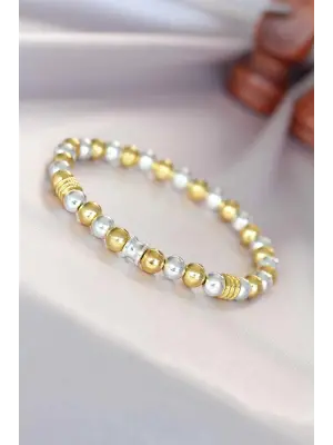 Hematit Gümüş Gold Renk Doğal Taş Erkek Bileklik