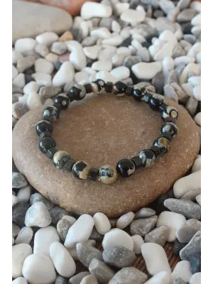 Hematit ve Obsidyen Doğal Taş Erkek Bileklik