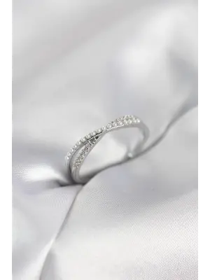 İncili ve Zirkon Taşlı Gümüş Renk Kadın Yüzük