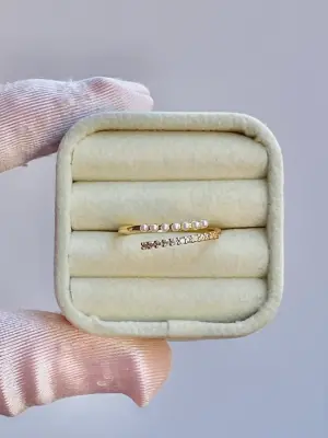 İncili Yarım Tur Su Yolu Taşlı Ayarlanabilir Yüzük