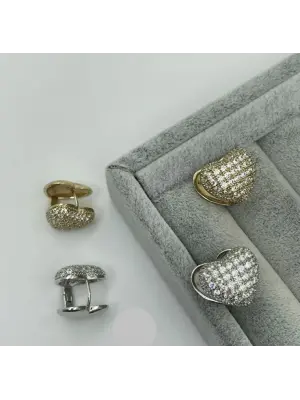 Işıltılı Kalp Form Klips Küpe