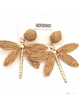 Kahverengi Yusufcuk Kuşu Hasır Küpe