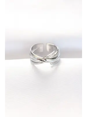 Kalın Silver Renk Ayarlanabilir Yüzük