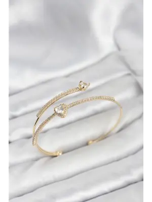 Kalp Model Çelik Gold Renk Kadın Bileklik
