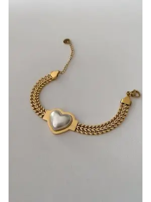 Kalpli Bombeli Çelik Kalın Zincir Bileklik