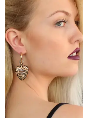 Kalpli Eskitme Metal Bayan Küpe