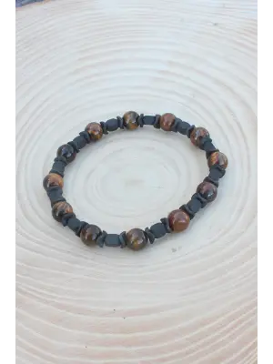 Kaplan Gözü Doğal Taş Erkek Bileklik