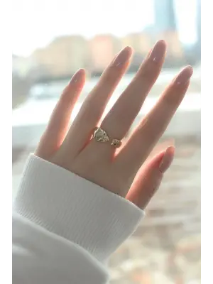 Kaplan Tasarım Gold Ayarlanabilir Kadın Yüzük