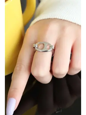 Kararmaz Çelik Ayarlamalı Silver Renk Kadın Yüzük