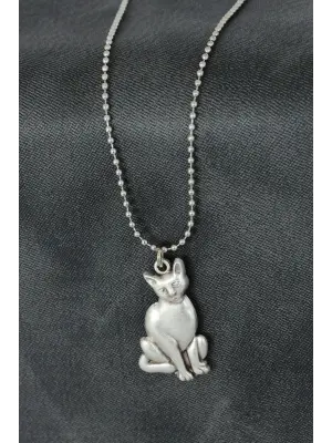 Kedi Figürü Tasarımlı Metal Kolye