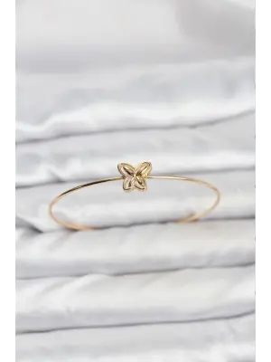 Kelebek Model Gold Renk Minimal Kelepçe Bilezik