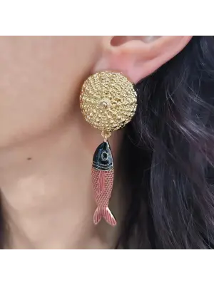 Kırmızı Renkli Balık Küpe Sallantılı