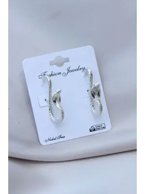 Kobra Yılan Tasarımlı Gümüş Renk Küpe