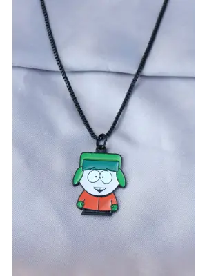 Kyle Broflovski Tasarımlı Siyah Zincirli Erkek Kolye