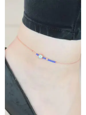 Lacivert Miyuki Taşlı Nazar Boncuklu Hal Hal