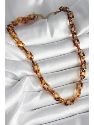 Leopar Desenli Mika Zincir Kadın Kolye