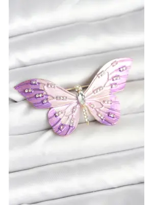 Lila Renk Kelebek Model Broş