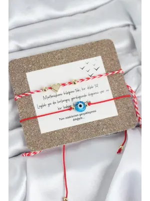 Marteniçka Bileklik 2li Nazar ve Kalp Model