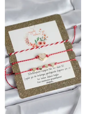 Marteniçka Bileklik 3lü Beyaz Mineli Kalp Model